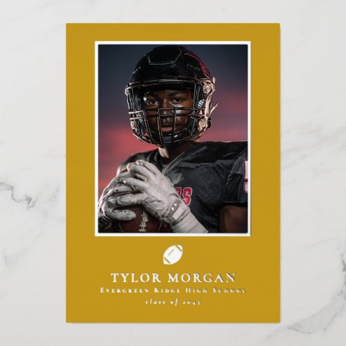Football Graduation Photo Golden Grad Announcement