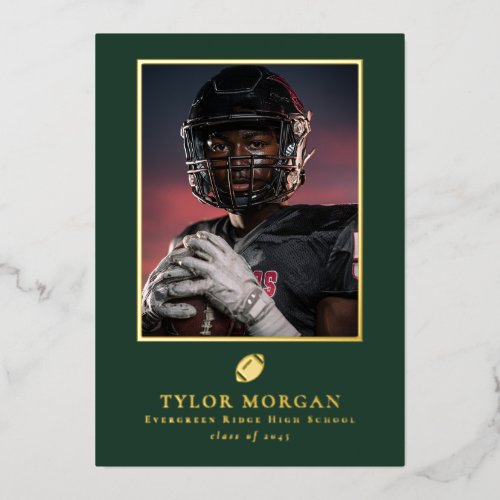 Football Graduation Photo Green Grad Announcement