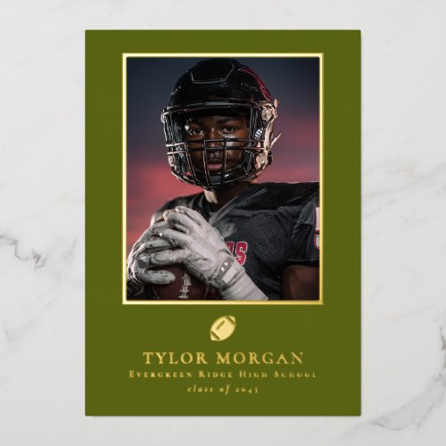 Football Graduation Photo Green Grad Announcement