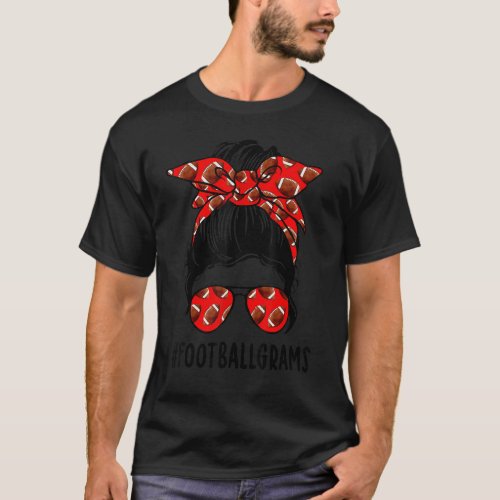 Football Grams Life Messy Bun Football Player Moth T_Shirt