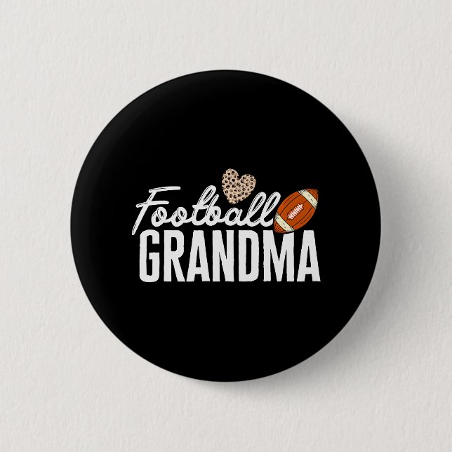 Football Grandma Football Player Leopard Football Button (Front)