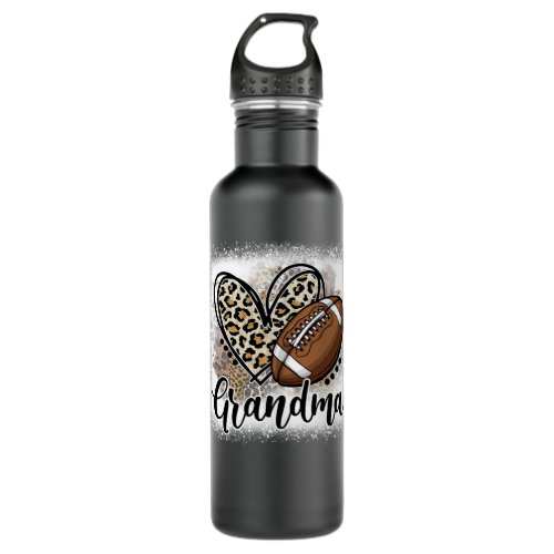 Football Grandma Funny Leopard Heart Family Sporty Stainless Steel Water Bottle