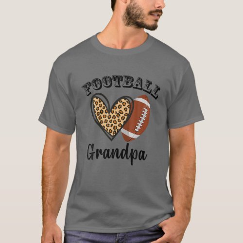 Football Grandpa Leopard Heart Sports Players Fath T_Shirt
