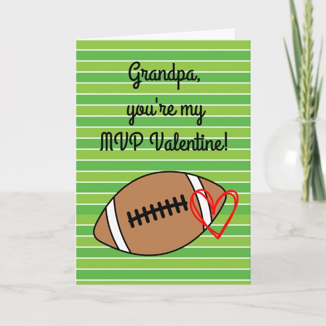 Football Grandpa Valentine's Day Card (Front)