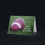 Football Grandson Birthday Card<br><div class="desc">Close-up photo of a football in the grass with "Happy Birthday Grandson" on the bottom right.</div>