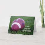 Football Grandson Birthday Card<br><div class="desc">Close-up photo of a football in the grass with "Happy Birthday Grandson" on the bottom right.</div>
