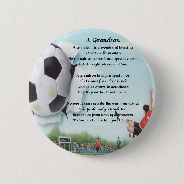 Football   Grandson Poem Button (Front)