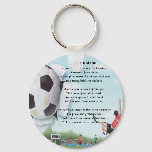 Football   Grandson Poem Keychain (Front)