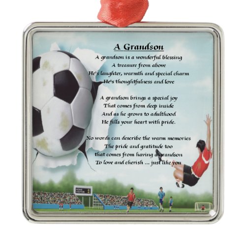 Football   Grandson Poem Metal Ornament