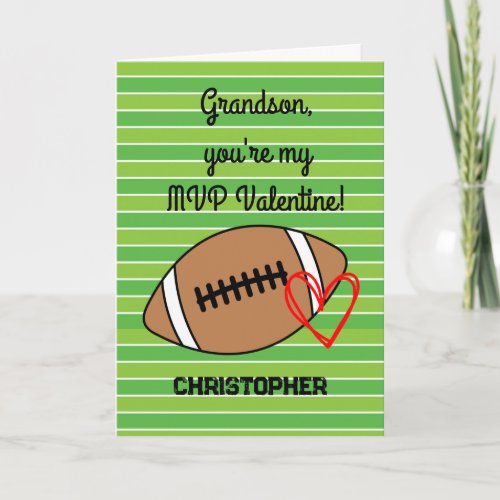 Football Grandson Valentines Day Card