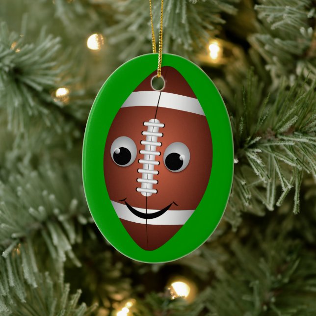 Football Graphic Character Ceramic Ornament (Tree)