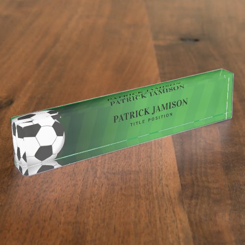 Football Green Background Desk Name Plate