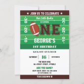 Football Green Black One 1st Birthday Party Invitation (Front)