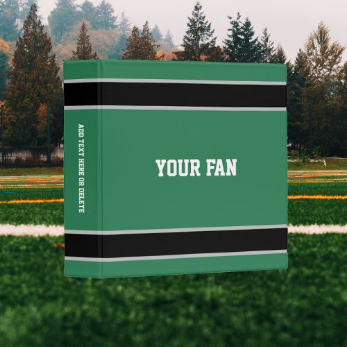 Football Green Black  White Personalized Binder