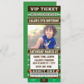 FOOTBALL Green & Brown PHOTO TICKET Invitation (Front/Back)