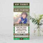 FOOTBALL Green & Brown PHOTO TICKET Invitation (Standing Front)
