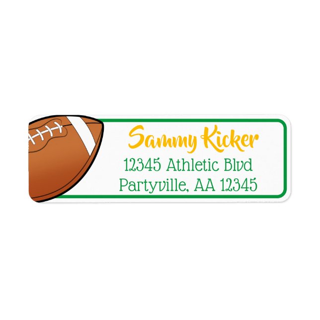 Football Green & Gold Address Label (Front)