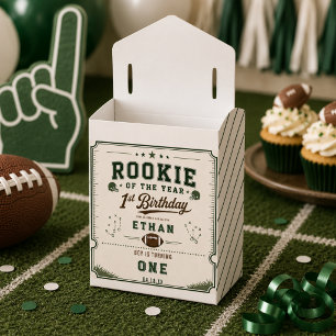 Football Green Rookie 1st Birthday party Favor Boxes