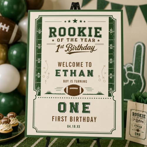 Football Green Rookie 1st Birthday party  Foam Board