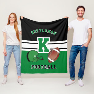 Football 🏈 Green Sport Letter Fleece Blanket