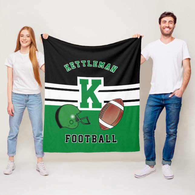 Football 🏈 Green Sport Letter Fleece Blanket (In Situ)