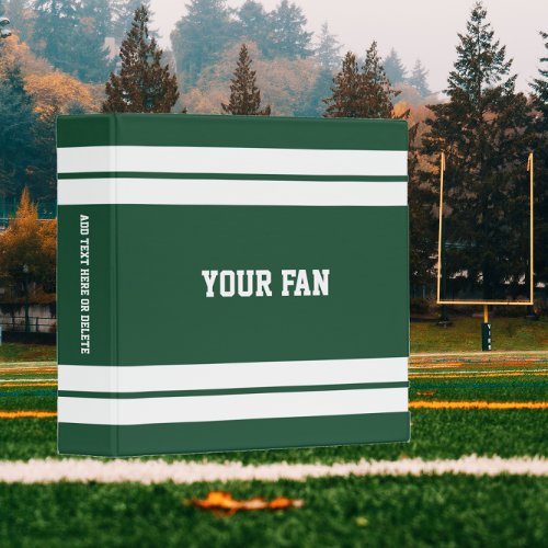 Football Green  White Personalized Binder