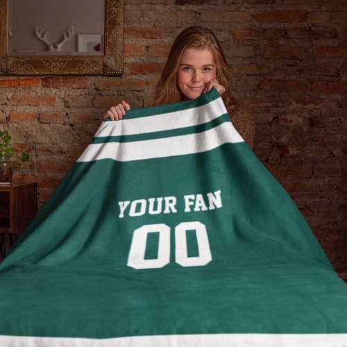 Football Green  White Personalized Fleece Blanket