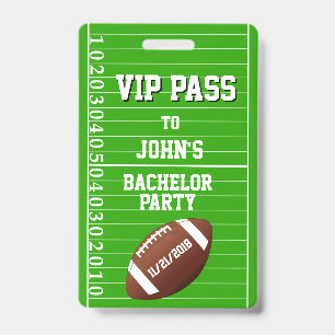 Football Grid Bachelor Party VIP Badge
