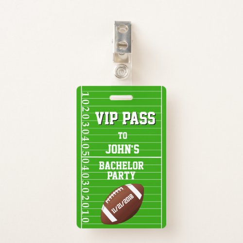 Football Grid Bachelor Party VIP Badge