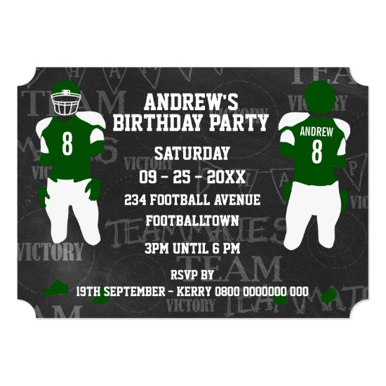 Football Grid Iron Birthday Party Invitation