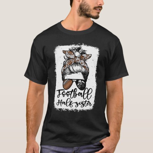 Football Half Sister Vintage Leopard Messy Bun Ble T_Shirt