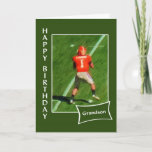 Football - Happy Birthday Grandson Card<br><div class="desc">Let your grandson know you're his #1 fan with this birthday card featuring a painting of a football quarterback dressed out in red.</div>