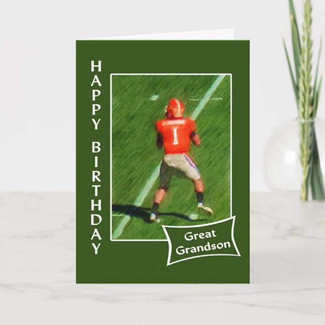 Football - Happy Birthday Great Grandson Card (Front)