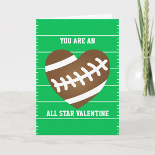 Football Heart Sports Fan Valentine's Day Holiday Card