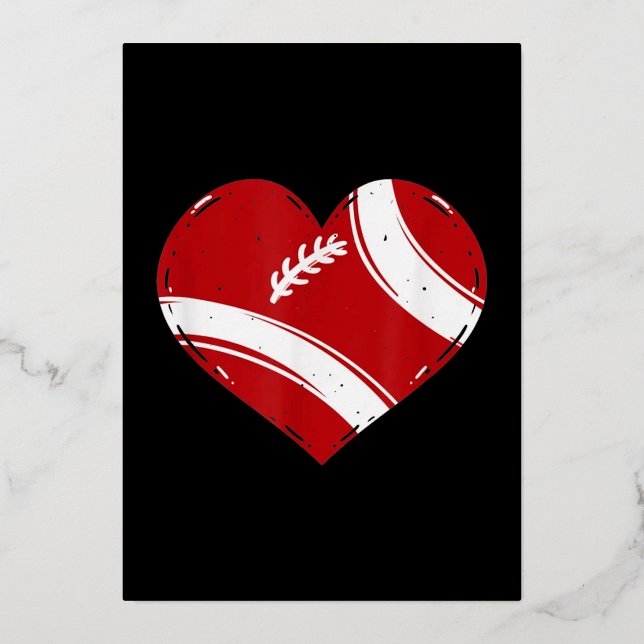 Football Heart Valentines Day Foil Holiday Card (Front)