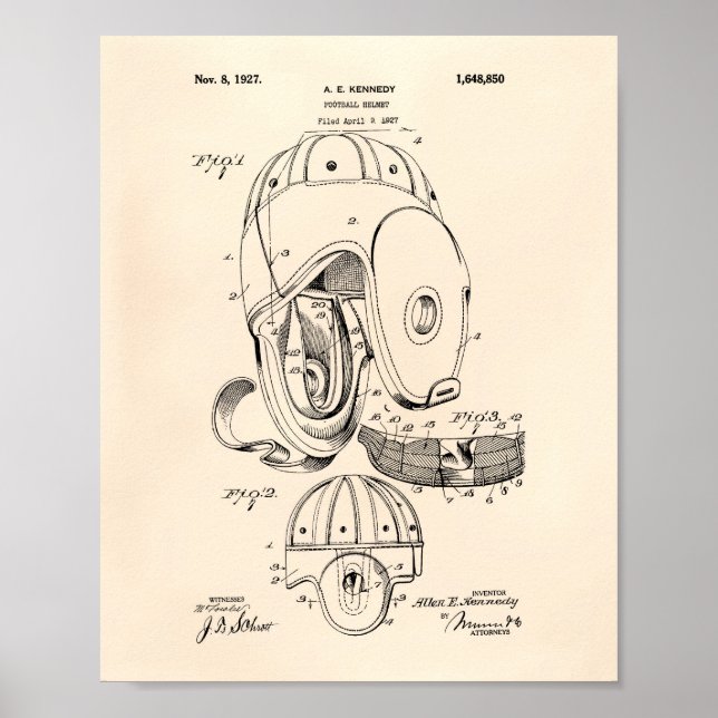 Football helmet 1927 Patent Art  - Old Peper Poster (Front)