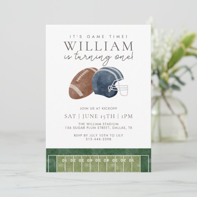 Football Helmet Birthday Game Day Invitation (Standing Front)