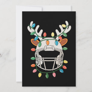Football Helmet Christmas Lights Reindeer Xmas Invitation