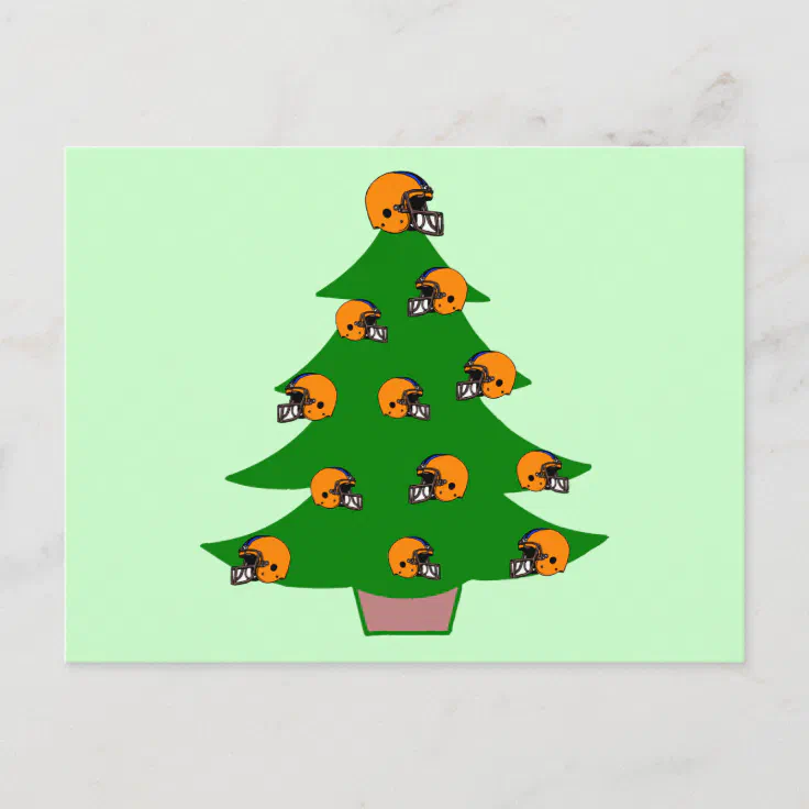Football Helmet Christmas Tree Holiday Postcard Zazzle