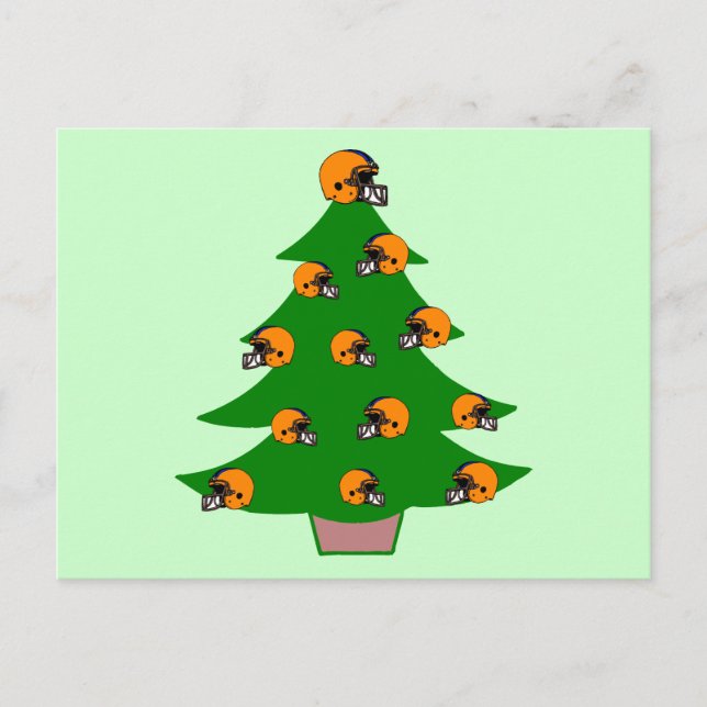 Football Helmet Christmas Tree Holiday Postcard (Front)
