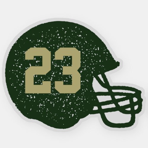 Football helmet custom number green and gold sticker