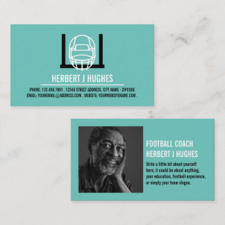 Football Helmet & Goal, Football Coach Photo Business Card
