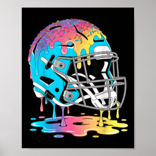 Football Helmet Ice Cream Dripping Football Player Poster