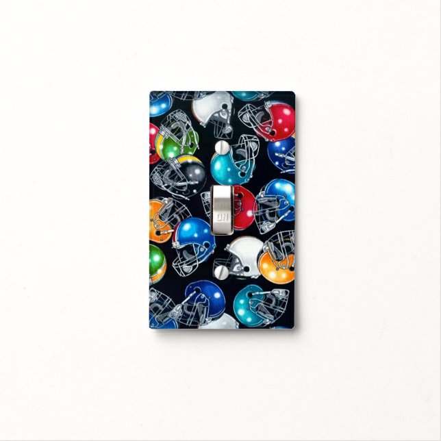 Football Helmet Pattern Light Switch Cover (In Situ)