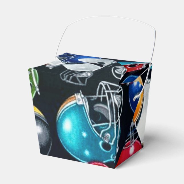 Football Helmet Pattern Take Out Favor Boxes (Front Side)