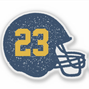 Football helmet personalized navy yellow gold sticker
