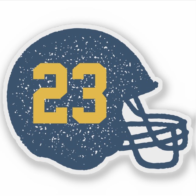 Football helmet personalized navy yellow gold sticker (Front)