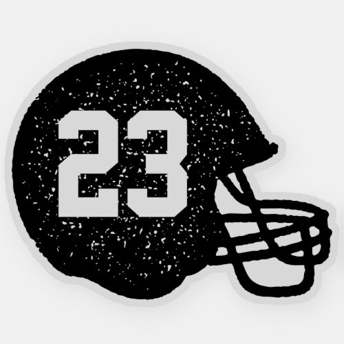 Football helmet personalized number black white sticker
