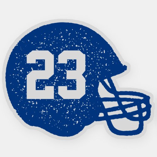 Football helmet personalized number blue white sticker