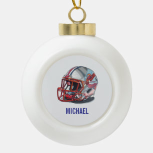 Football Helmet Pop Art Motivational Name Ceramic Ball Christmas Ornament